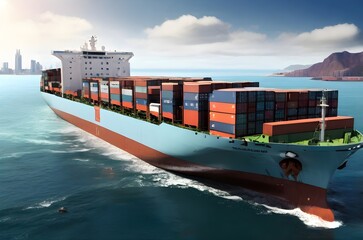 container cargo freight ship.generative ai