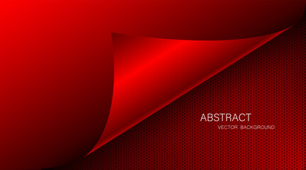 Aufkleber - Folded red paper corner with abstract red steel mesh background with free space for design.
