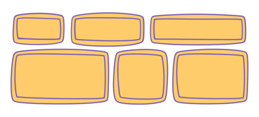 Wall Mural - a set of hand drawn doodle blank text frames. colored text box. empty speech bubbles on transparent 