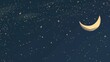 Celestial Anime Night Sky with Crescent Moon and Stars