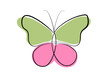 A color vector illustration with a continuous butterfly line.