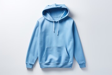 Wall Mural - Mockup of a blue hoodie with a kangaroo pocket, perfect for showcasing graphic designs, white background