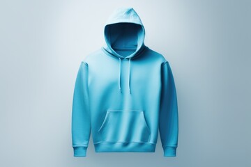 Wall Mural - Mockup of a blue hoodie with a kangaroo pocket, perfect for showcasing graphic designs, neutral background