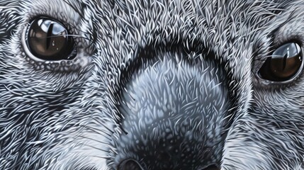 Wall Mural - closeup of koala face in natural habitat, a charming portrait of native australian marsupial