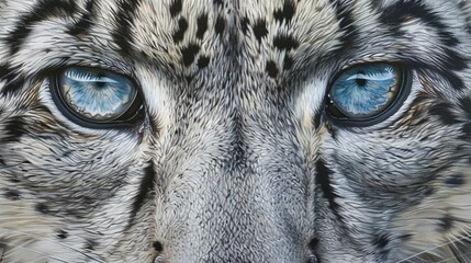 Wall Mural - snow leopard closeup in the heart of the wilderness, a testament to the conservation efforts for end