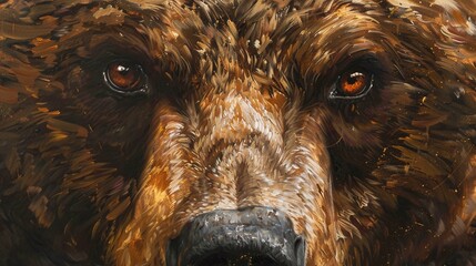 Wall Mural - breathtaking closeup of fierce bear's face, showcasing the majestic presence of nature's predator