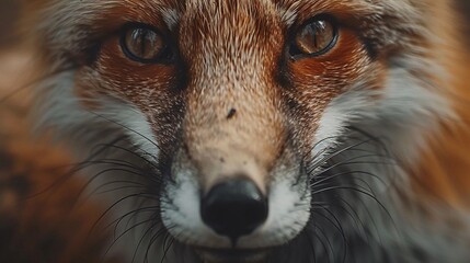 Wall Mural - capturing the beauty of a red fox face closeup in the forest
