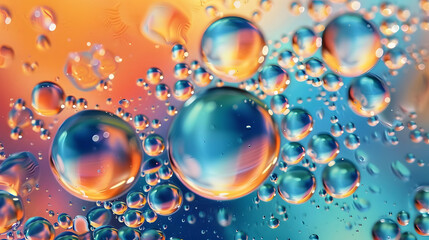 Wall Mural - Oil bubbles, colorful background, copy space, 16:9