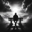  depression,  a person sitting alone, generative ai