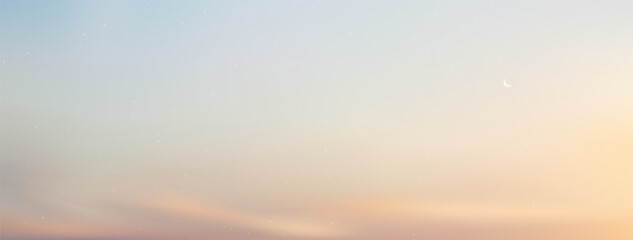 Wall Mural - little moon in the vanilla sky. the candy-colored sky looked warm and romantic. gradient background.