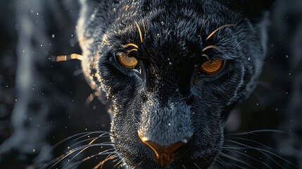 Wall Mural - black panther closeup, showcasing the wild beauty of this majestic feline predator