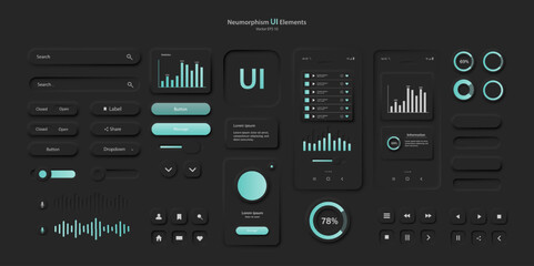 user interface elements for a mobile application in black. a set for developing a modern website or 