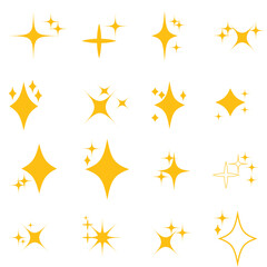 Wall Mural - shiny twinkle stars. yellow, orange sparkles symbols vector. the set of sparkle stars icon. set of t