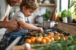 © Pinklife - A young child learns the art of cooking, guided by capable hands in a warm, homely kitchen setting