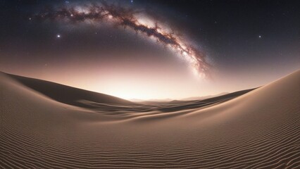 Wall Mural - sunrise over the desert A galaxy and space sky with light speed travel.  