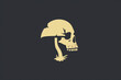 Skull and mushroom in illustration style. Backdrop with selective focus and copy space