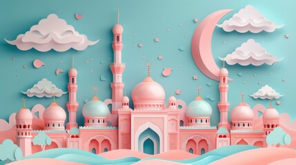 Wall Mural - abstract paper cut mosque