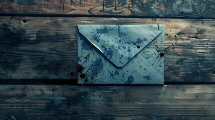 Vintage old envelope with ink splash blob drop concept wallpaper background