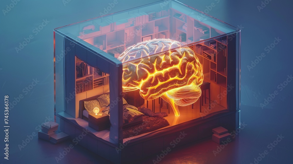 isometric cutaway box engineering model of depressions as a monster ...