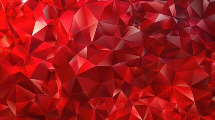Poster - Red background made of triangles. AI generative.