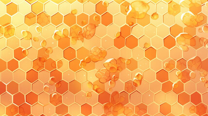 Wall Mural - Shiny golden hexagonal honey background. golden abstract background. AI generated