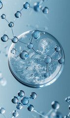 abstract cosmetic laboratory. chemical laboratory research. cosmetic essence molecule bubble