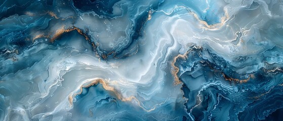 Wall Mural - blue marble background with delicate swirls of white and grey