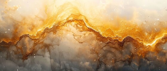 Wall Mural - yellow marble background with golden accents and subtle veining