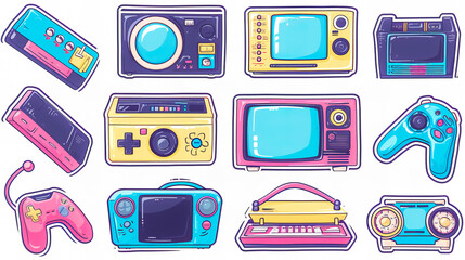 Wall Mural - 90s Trendy Retro stickers collection