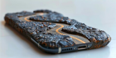 Aufkleber - A Cutting-Edge Smartphone Design with a Winding Road Display, Emphasizing the Versatility of Modern Technology, Generative AI