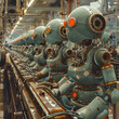A visual metaphor on the irony of mass production, where machines designed to reproduce items ponder their own existence