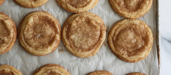 Wall Mural - cookies on parchment paper above the oven container