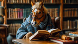 Fototapeta  - Horse in the Library