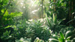Um jardim exuberante de suculentas capturado em closeup com luz natural filtrando através das folhagens