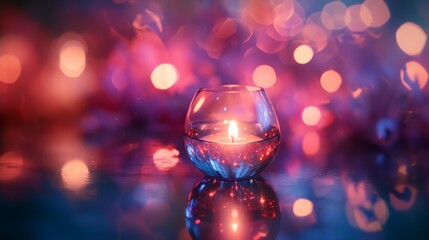 Poster - Candle light in glass on bokeh background