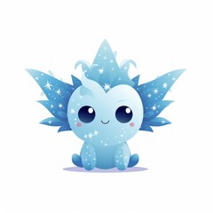 Aufkleber - Generative AI A whimsical tiny creature, resembling a living snowflake or a starry sprite.