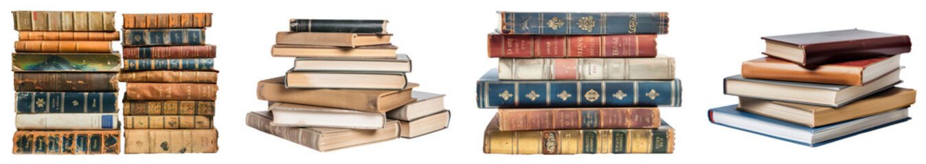 Wall Mural - Set of antique book collection, cut out - stock png.