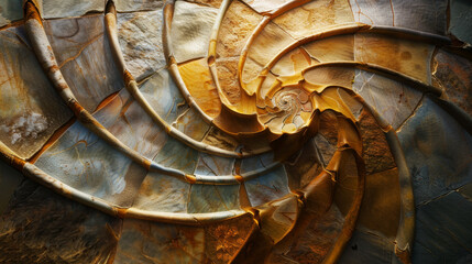 Fibonacci seequence fractal design for use as a graphic asset or background. A spilar petrifeld shell.