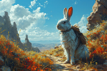 Wall Mural - rabbit in the mountains