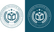 Book collegiate education school and academy emblem logo design 