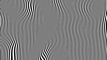 Poster - Optical illusion black and white with zig zag lines, in the style of creased crinkled wrinkled. Black and white monochrome