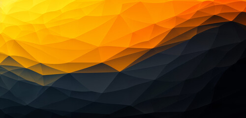 Bright yellow and orange geometric shapes on a dark backdrop.