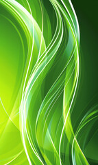 Wall Mural - Gentle green waves of light, creating a tranquil and elegant abstract visual symphony.