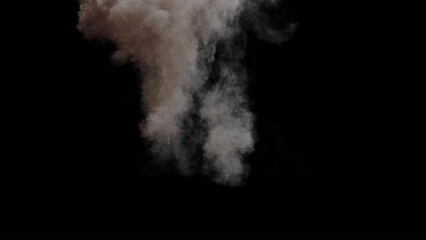 Large powerful explosion blast with smoke, flames, debris, 24p, slow motion, with alpha channel for transparent background and transparency