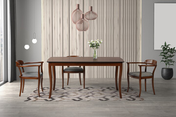 Sticker - 3D rendering Modern Dining room interior. interior design .dining table