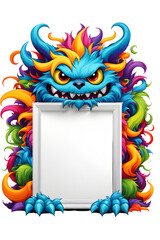Wall Mural - Colorful Monster Frame, Monster Border, Copy Space Area