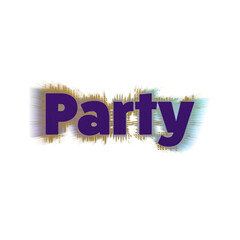 An abstract transparent cut out text type of the word party graphic design element.