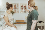 Fototapeta  - female massage therapist conduct educational training