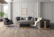 3D rendering of modern living room .modern furniture set.