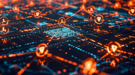 Wall Mural - Digital Circuit Network Connectivity and Data